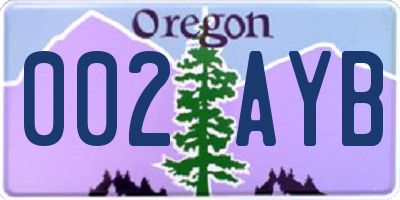 OR license plate 002AYB