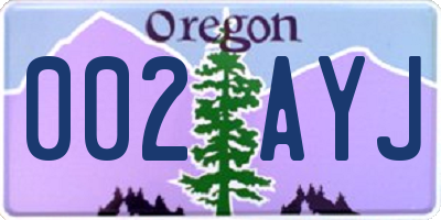 OR license plate 002AYJ