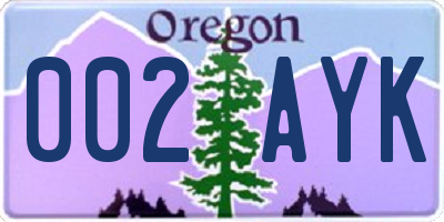 OR license plate 002AYK