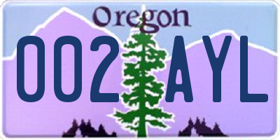 OR license plate 002AYL