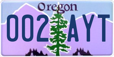 OR license plate 002AYT