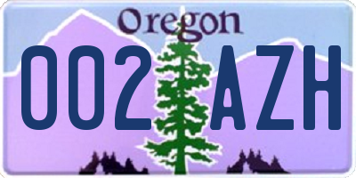 OR license plate 002AZH