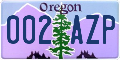 OR license plate 002AZP