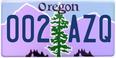 OR license plate 002AZQ