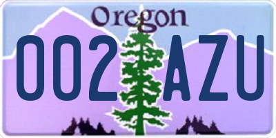 OR license plate 002AZU