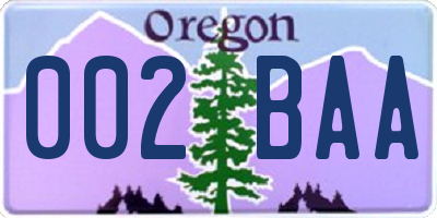 OR license plate 002BAA