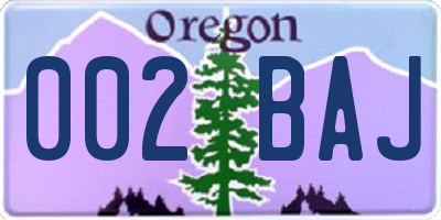 OR license plate 002BAJ