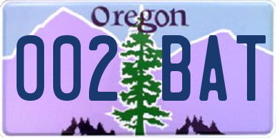 OR license plate 002BAT