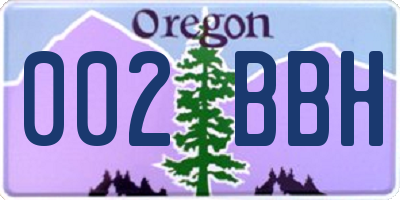 OR license plate 002BBH