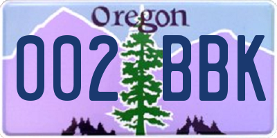 OR license plate 002BBK