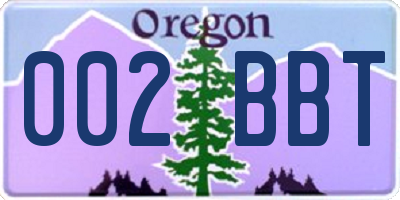 OR license plate 002BBT