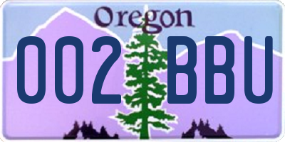 OR license plate 002BBU