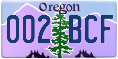 OR license plate 002BCF