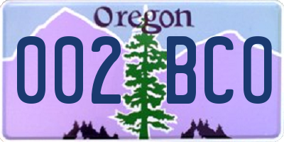 OR license plate 002BCO