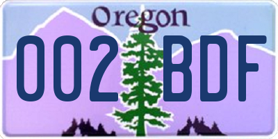 OR license plate 002BDF