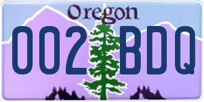 OR license plate 002BDQ