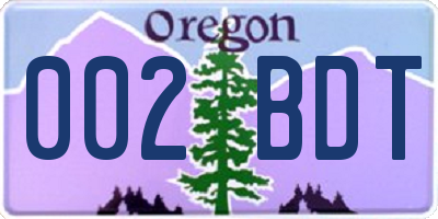 OR license plate 002BDT