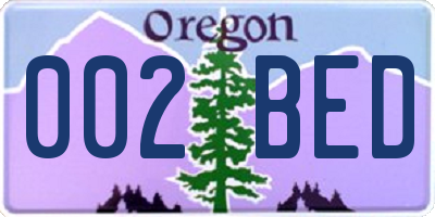 OR license plate 002BED