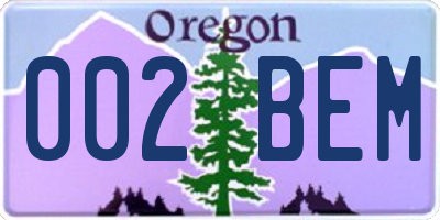 OR license plate 002BEM