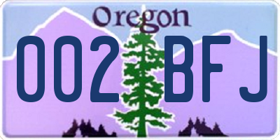 OR license plate 002BFJ