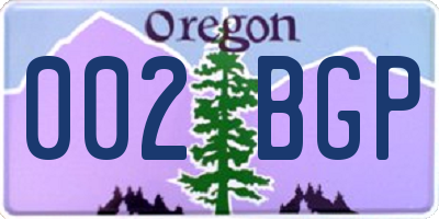 OR license plate 002BGP