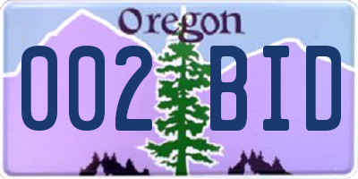 OR license plate 002BID