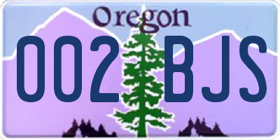 OR license plate 002BJS