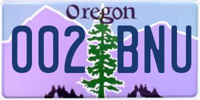 OR license plate 002BNU