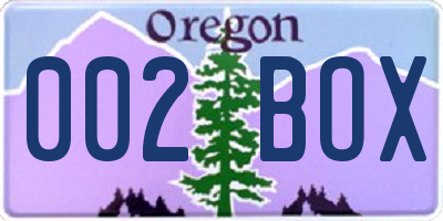 OR license plate 002BOX