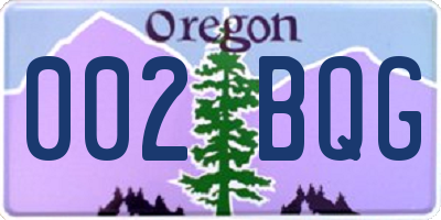 OR license plate 002BQG