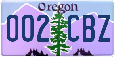 OR license plate 002CBZ