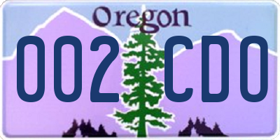 OR license plate 002CDO