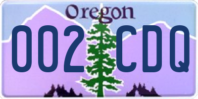 OR license plate 002CDQ