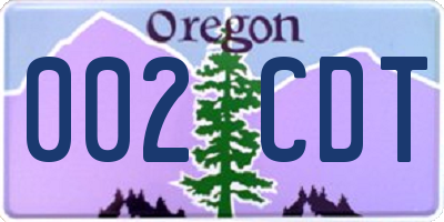 OR license plate 002CDT