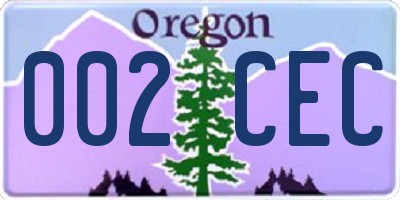 OR license plate 002CEC