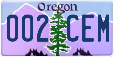 OR license plate 002CEM