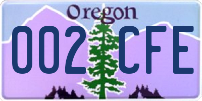 OR license plate 002CFE