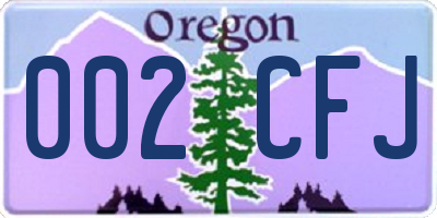 OR license plate 002CFJ