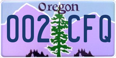 OR license plate 002CFQ
