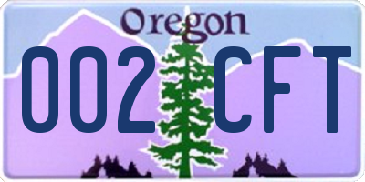 OR license plate 002CFT