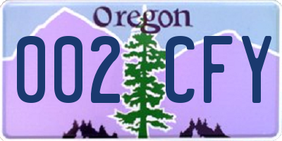 OR license plate 002CFY