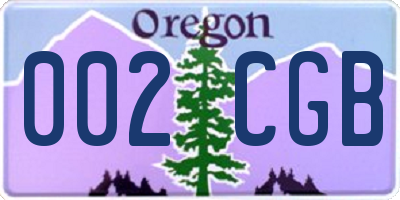 OR license plate 002CGB