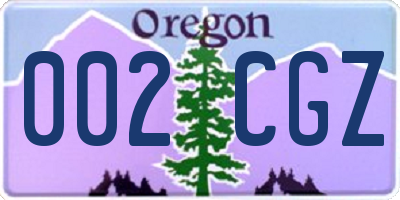 OR license plate 002CGZ