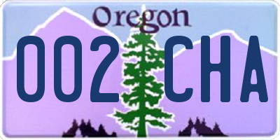 OR license plate 002CHA