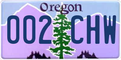 OR license plate 002CHW