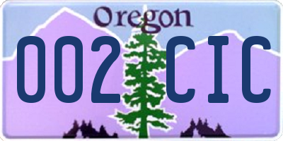 OR license plate 002CIC