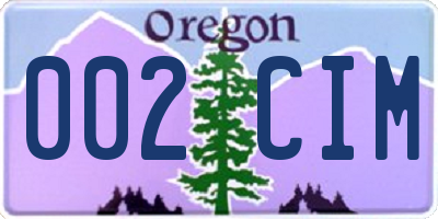 OR license plate 002CIM