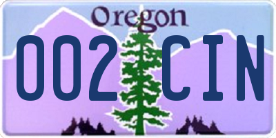 OR license plate 002CIN