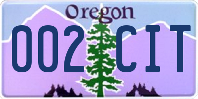 OR license plate 002CIT