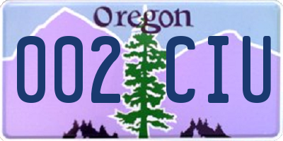 OR license plate 002CIU